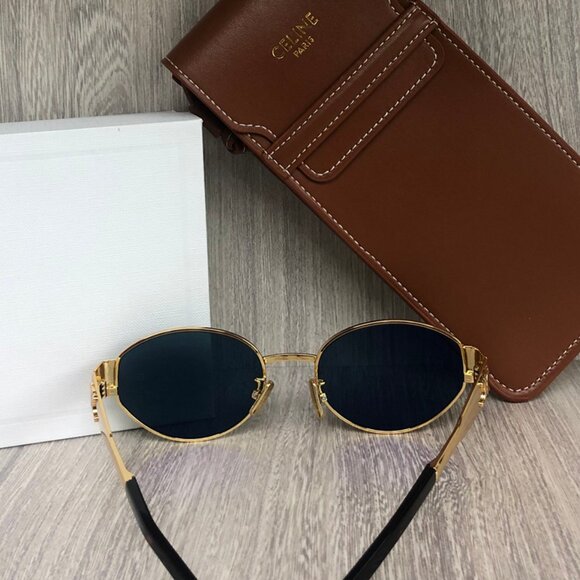 Celine Sunglasses Triomphe Gold Metal Oval - Picture 4 of 7